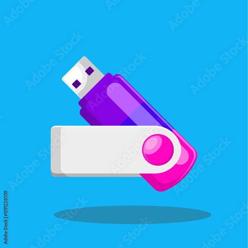 Flat illustration usb flashdisk, transfer file device, memory