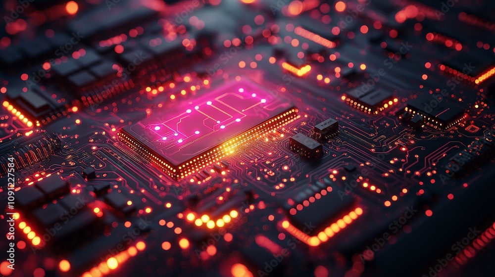 Glowing Circuit Board, CPU, Technology Background Glowing Circuit Board, CPU, Technology Background