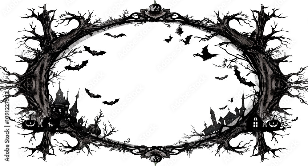 Fototapeta premium Ornate dark forest border design