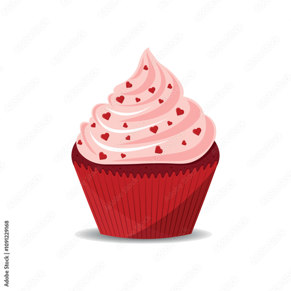 Cupcake for Valentine's Day isolated on transparent background. Cupcake for Valentine's Day isolated on transparent background.