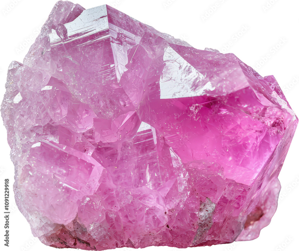 Fototapeta premium Vibrant pink crystal showing natural facets