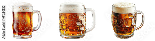 Fresh Beer Mugs on Transparent Background