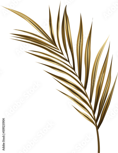 Beautiful gold palm tree leaf.