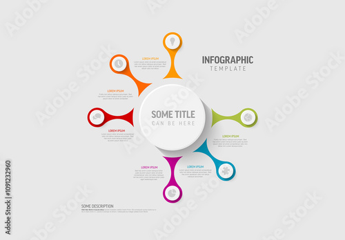 Multipurpose infographic template with big white button in the middle