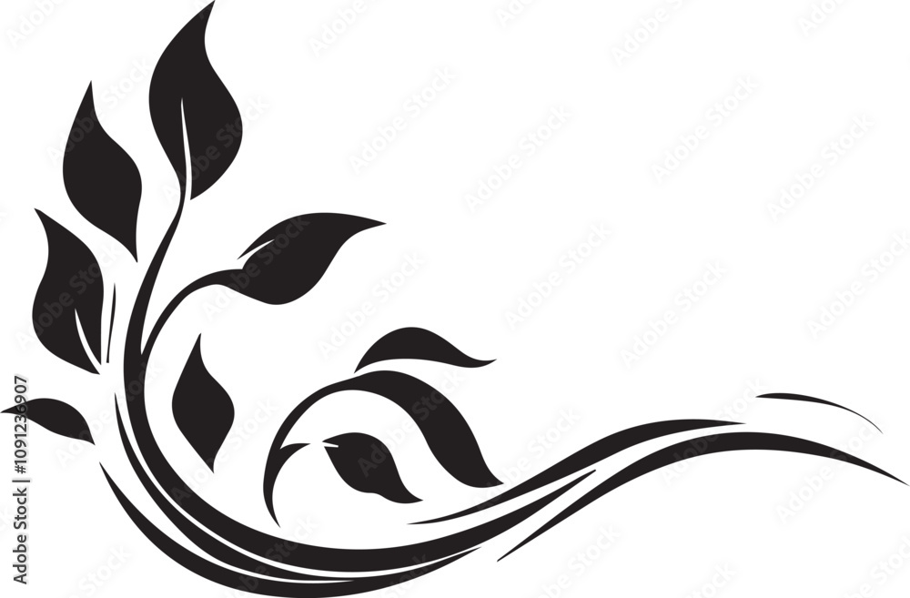 Fototapeta premium vector black foliage icon on white background