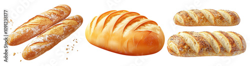 Assorted Fresh Breads on Transparent Background