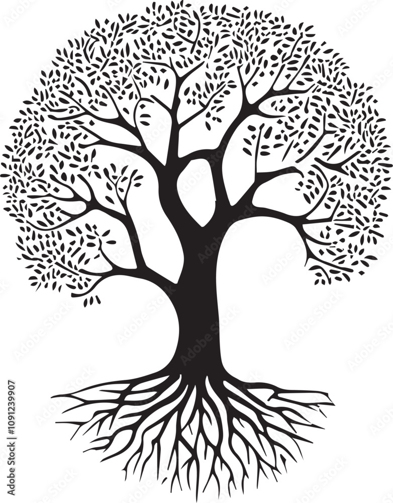 Obraz premium Vector black tree icon on white background 