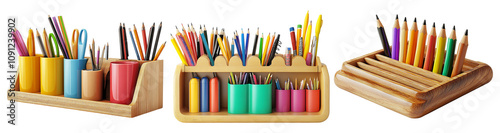 Colorful Stationery on Transparent Background