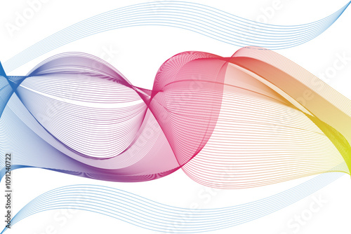 Abstract backdrop with colorful wave gradient lines on white background