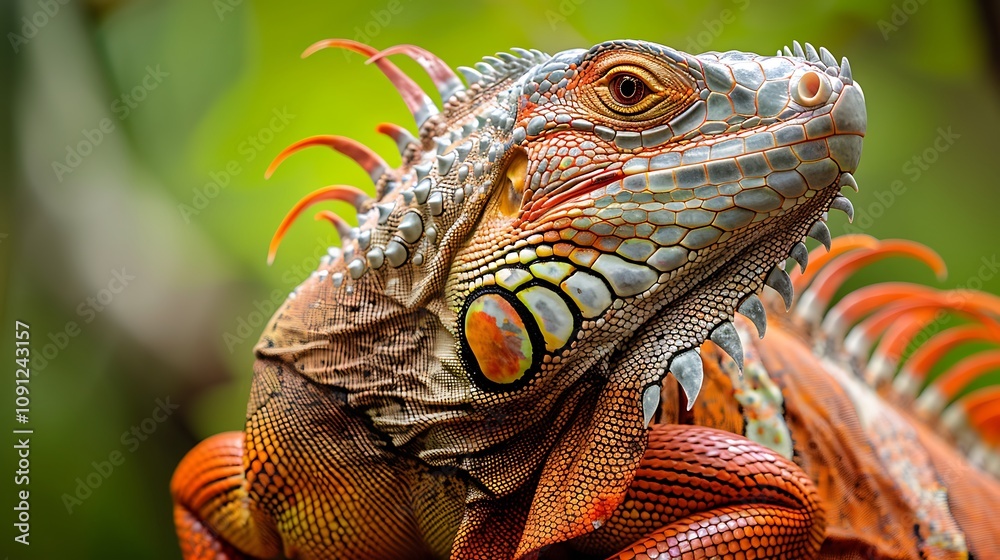 Fototapeta premium Close Up of an Orange Iguana