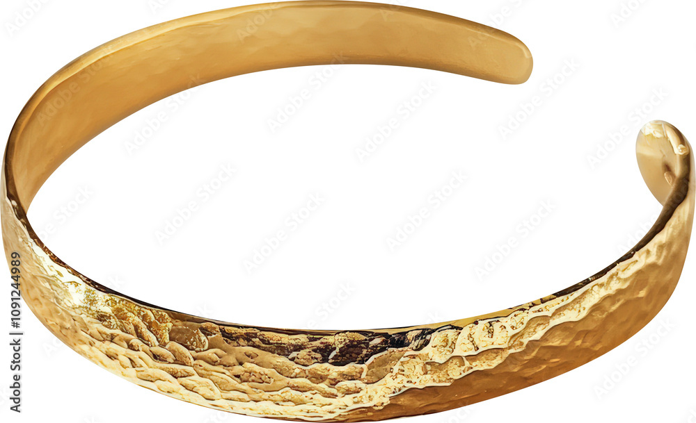 Fototapeta premium Elegant hammered gold cuff bracelet.