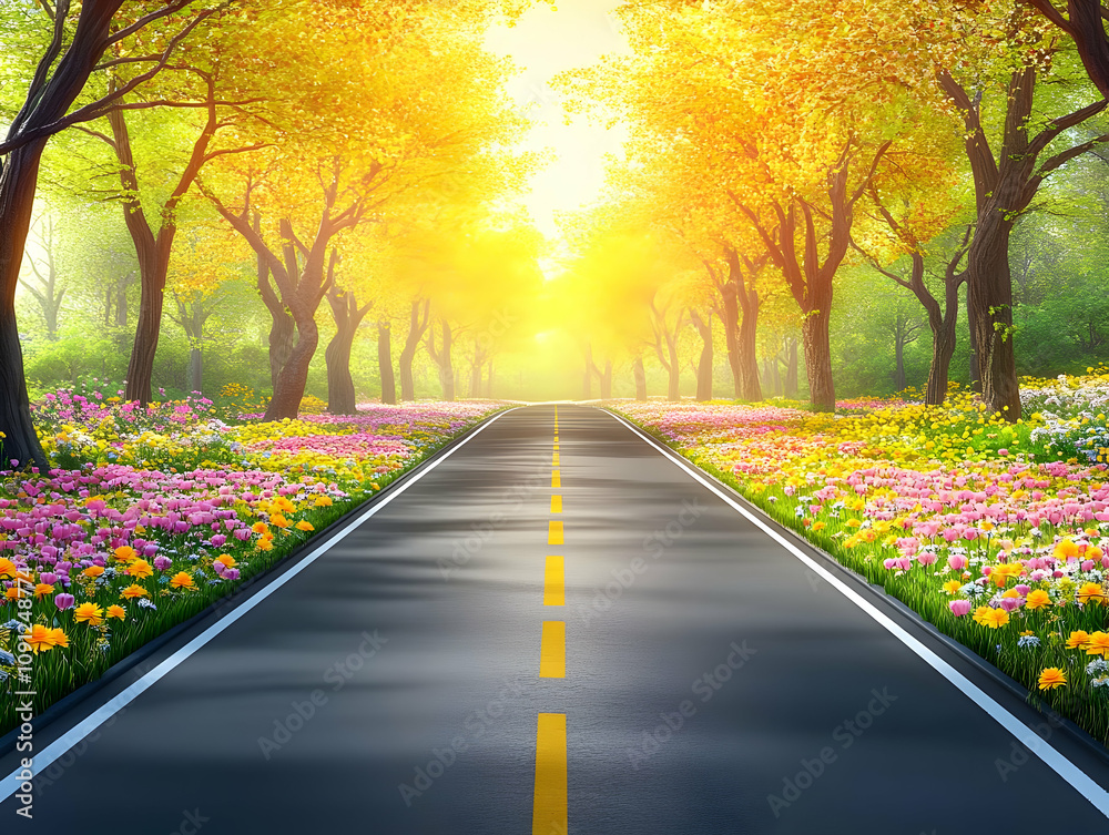 Obraz premium Spring Road 3D Illustration