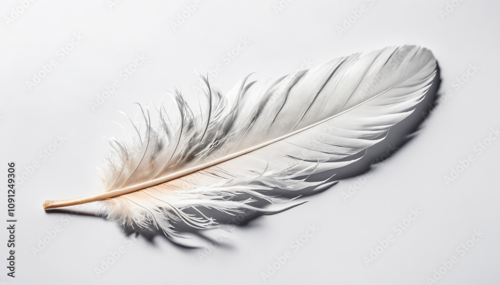Obraz premium feather on a well lit white background