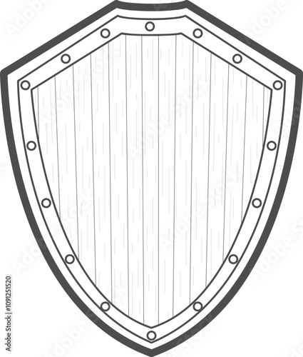 Wooden Viking shield symbol of strength and protection dark gray color icon.