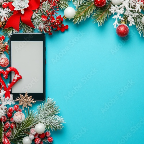 Smartphone screen showing holiday discounts snow overlay