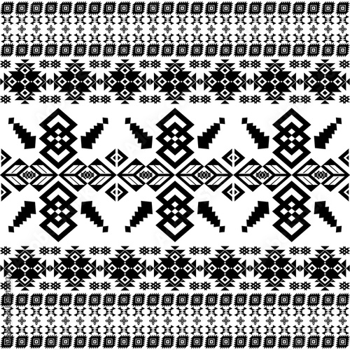 American seamless black white tribal ethnic native pattern.Traditional Navajo,Aztec,Apache,Southwest style fabric pattern.Abstract vector motif.For fabric,clothing,blanket,carpet,woven,wrap,decoration