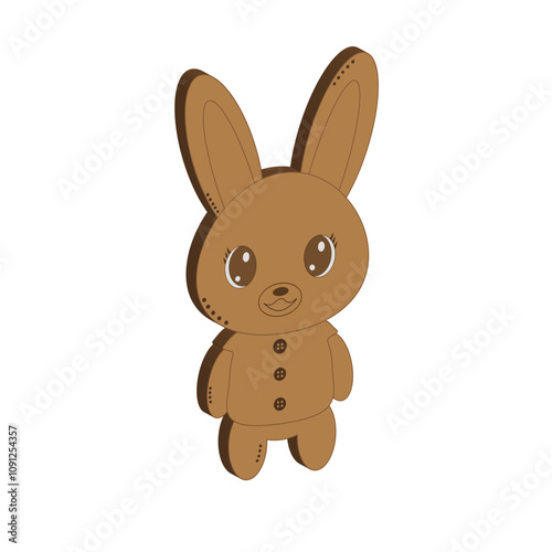 Chocolate bunny on a white background. Rabbit. Vector chocolate bunny.