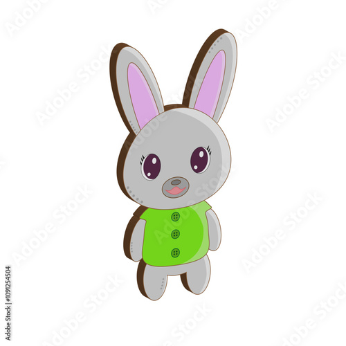 Chocolate bunny on a white background. Rabbit. Vector chocolate bunny.