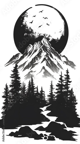 a hiking company design isolated sticker on a white background photo