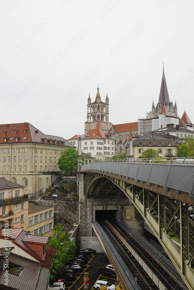Fototapeta premium The old town of Lausanne, Switzerland
