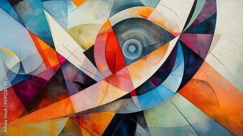 Abstract Geometric Art: Vibrant Colors and Dynamic Shapes