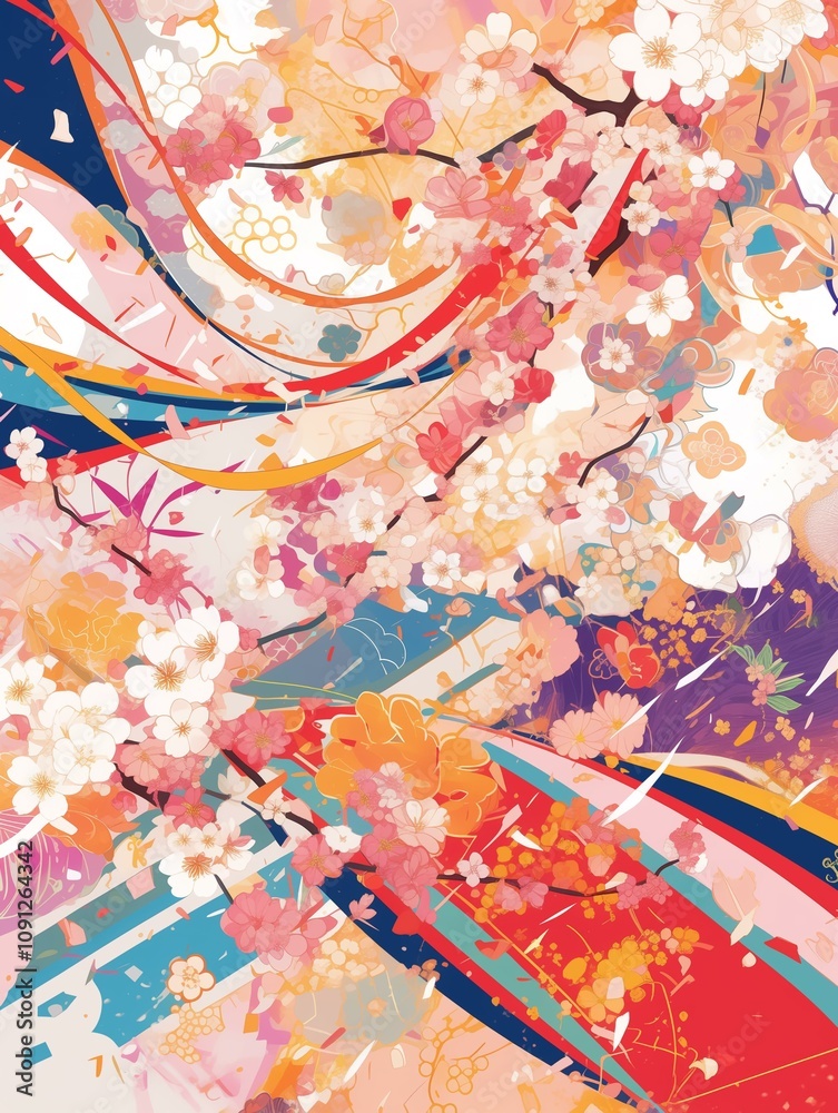 Fototapeta premium 和風のイラスト背景画像