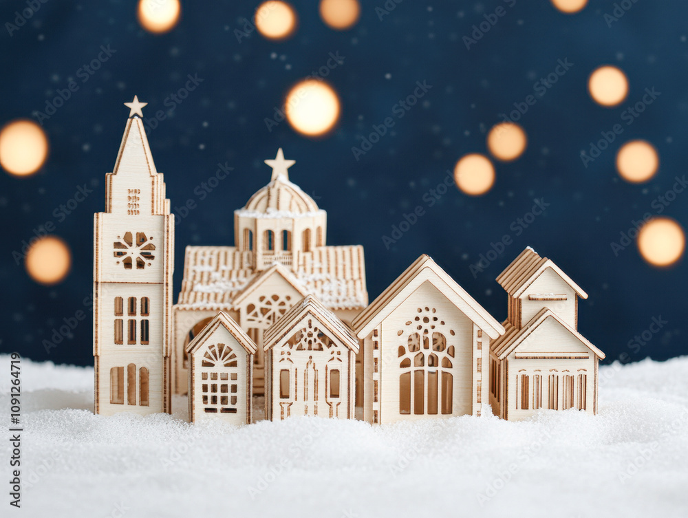 Fototapeta premium Enchanting Woodcraft Village Models to Brighten Your Holiday Decor