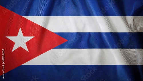 Free Download Close-Up Texture of the Cuban National Flag. High-Resolution View Highlighting the Vibrant Red Triangle, White Star, and Contrasting Blue and White Stripes Symbolizing Freedom and Independence - GFXLoad