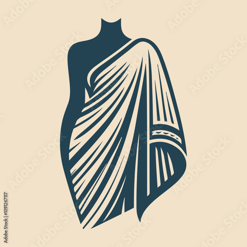 Modern Saree Silhouette Logo Design Elegant Vector Graphics for Fashion Branding
