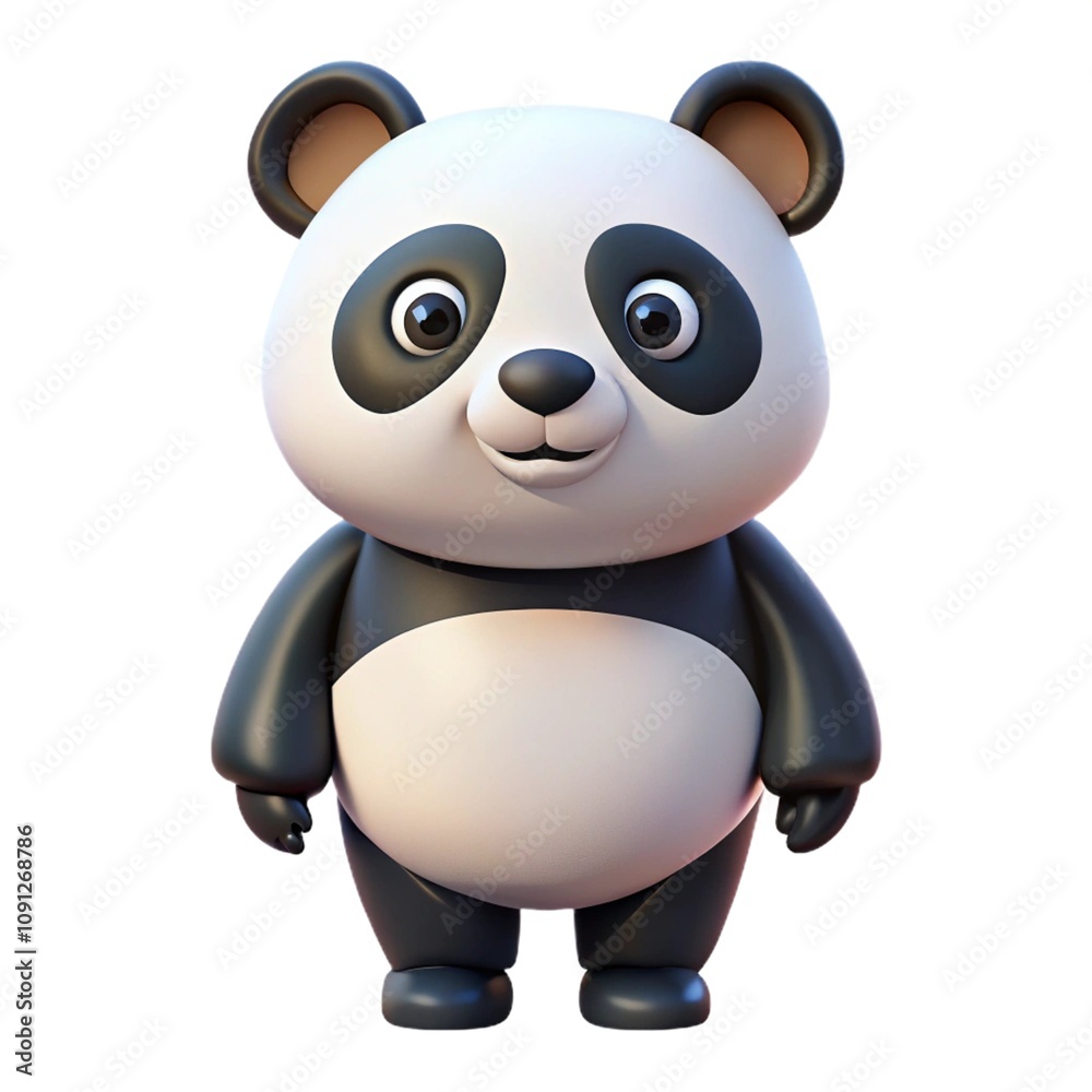 Naklejka premium 3D Panda Bear Silhouette, Vector Illustration