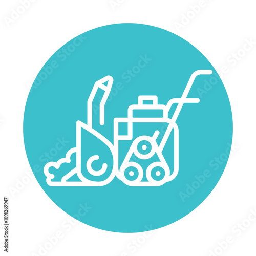 Snow Blower black line illustration. Snow removal machine.