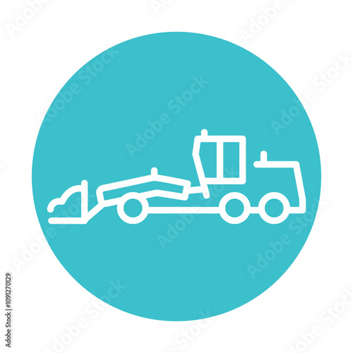 Snow Grader black line illustration. Snow removal machine.