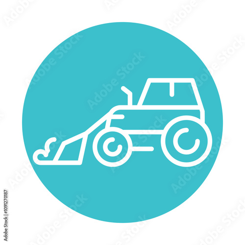 Snow Loader black line illustration. Snow removal machine.