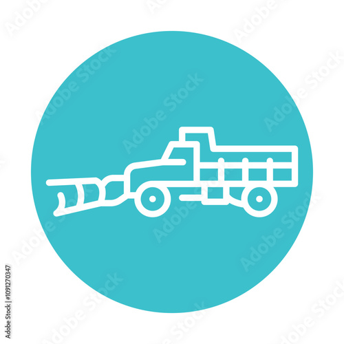 Snow Removal Tractor black line illustration. Snow removal machine.