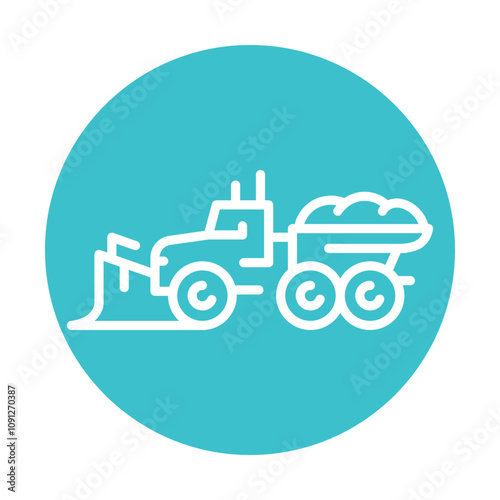 Snowplow black line illustration. Snow removal machine.