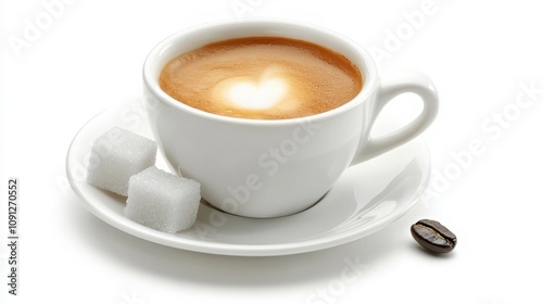 cup of coffee with sugar  on white background 