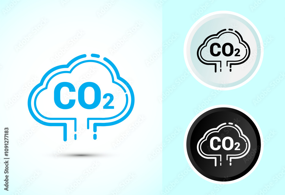 Carbon dioxide icon design illustration, Reduce co2 gas icon Carbon dioxide icon design illustration, Reduce co2 gas icon