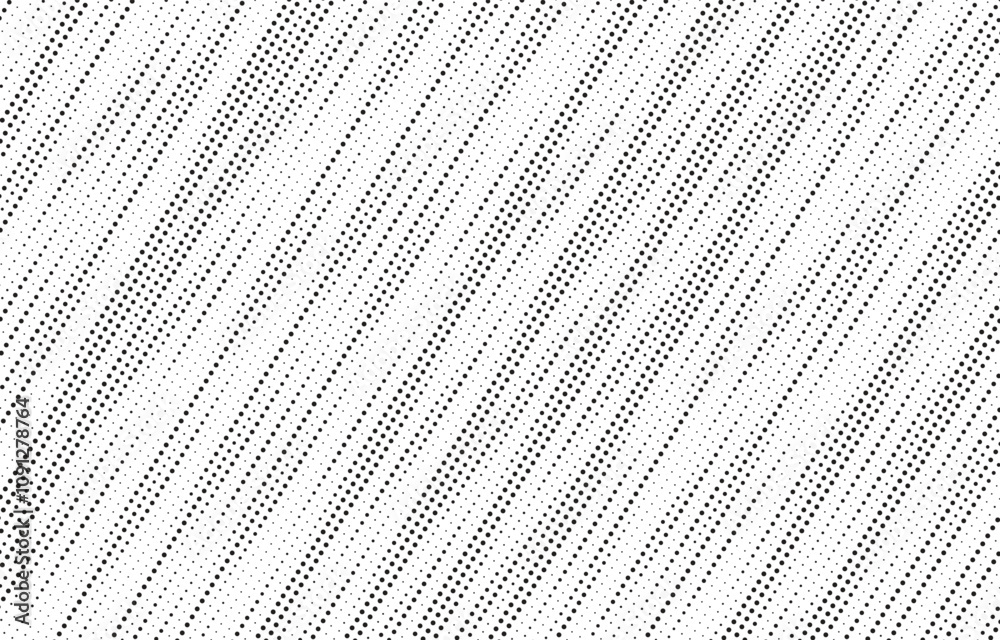 Abstract halftone diagonal lines background. Halftone diagonal stripe texture. White and black oblique faded gradient. Grunge slanted line grit background. Dotted pop art comic wallpaper.
