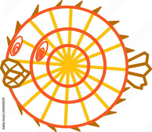Geometric Pufferfish Vector. Geometric Pufferfish Design.
