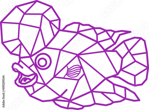 Geometric Flowerhorn Fish Vector. Geometric Flowerhorn Fish Design.