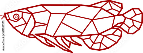 Geometric Arowana Fish Vector. Geometric Arowana Fish Design.