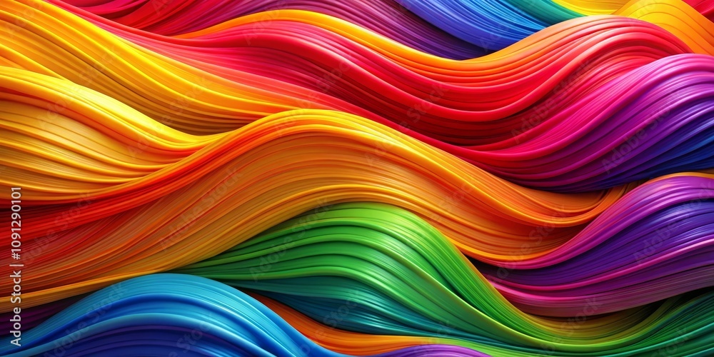 Obraz premium Abstract Rainbow Wavy Lines - 3D Rendering, color gradient, texture , abstract art