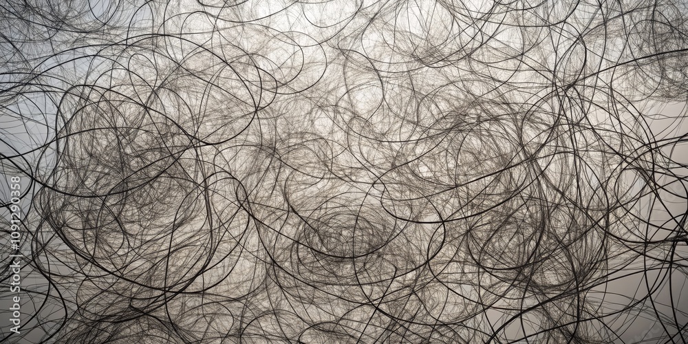 Obraz premium Abstract Intricate Network of Thin Lines, Digital Art, Abstract Art, Abstract Background, Network, Interconnected, Lines