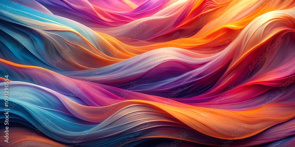 Obraz premium Abstract Fluid Dynamic Waves of Vibrant Colors, abstract art, digital art