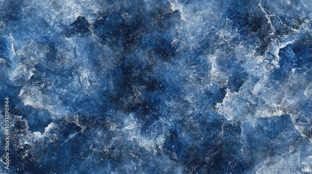 Fototapeta premium Intricate blue abstract macro texture featuring a hand-painted watercolor effect, perfect for artistic backdrops and creative design projects, showcasing depth and richness.