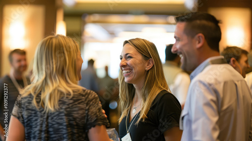 Engaging conversation among friends at social event, filled with laughter