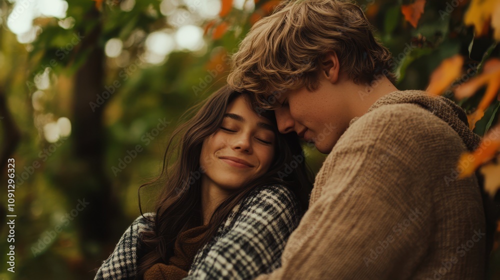 Fototapeta premium The Couple in Autumn Embrace
