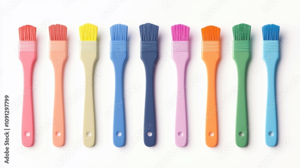 Vivid Paintbrush Set with Colorful Paint-Dipped Tips Isolated for Precision Detailing Vivid Paintbrush Set with Colorful Paint-Dipped Tips Isolated for Precision Detailing