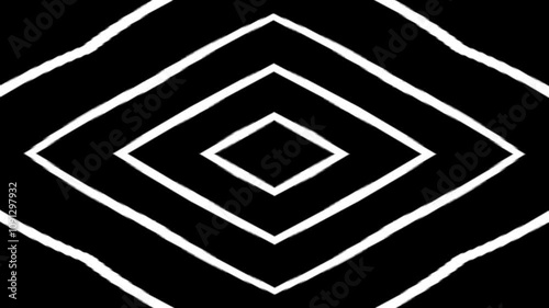 Black and white line mandala kaleidoscope animation abstract gothic background