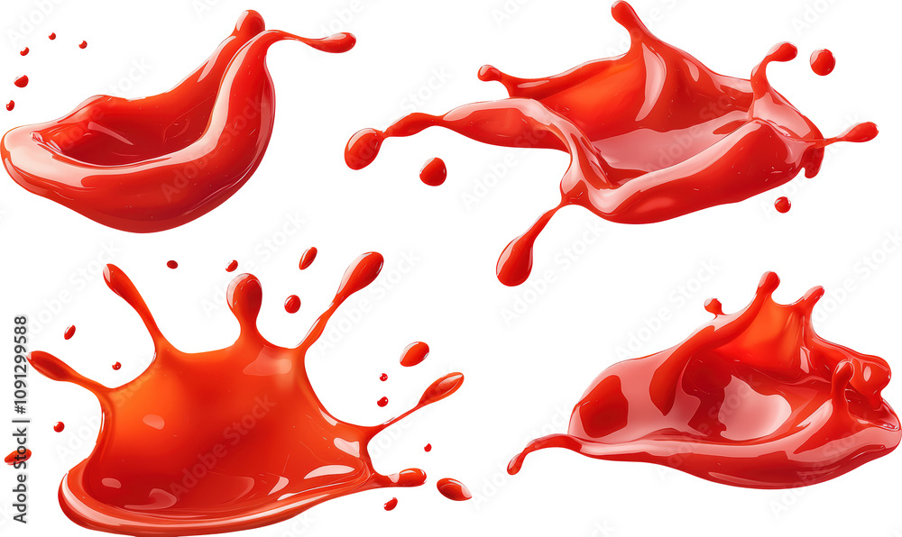 Fototapeta premium Dynamic red liquid splashes